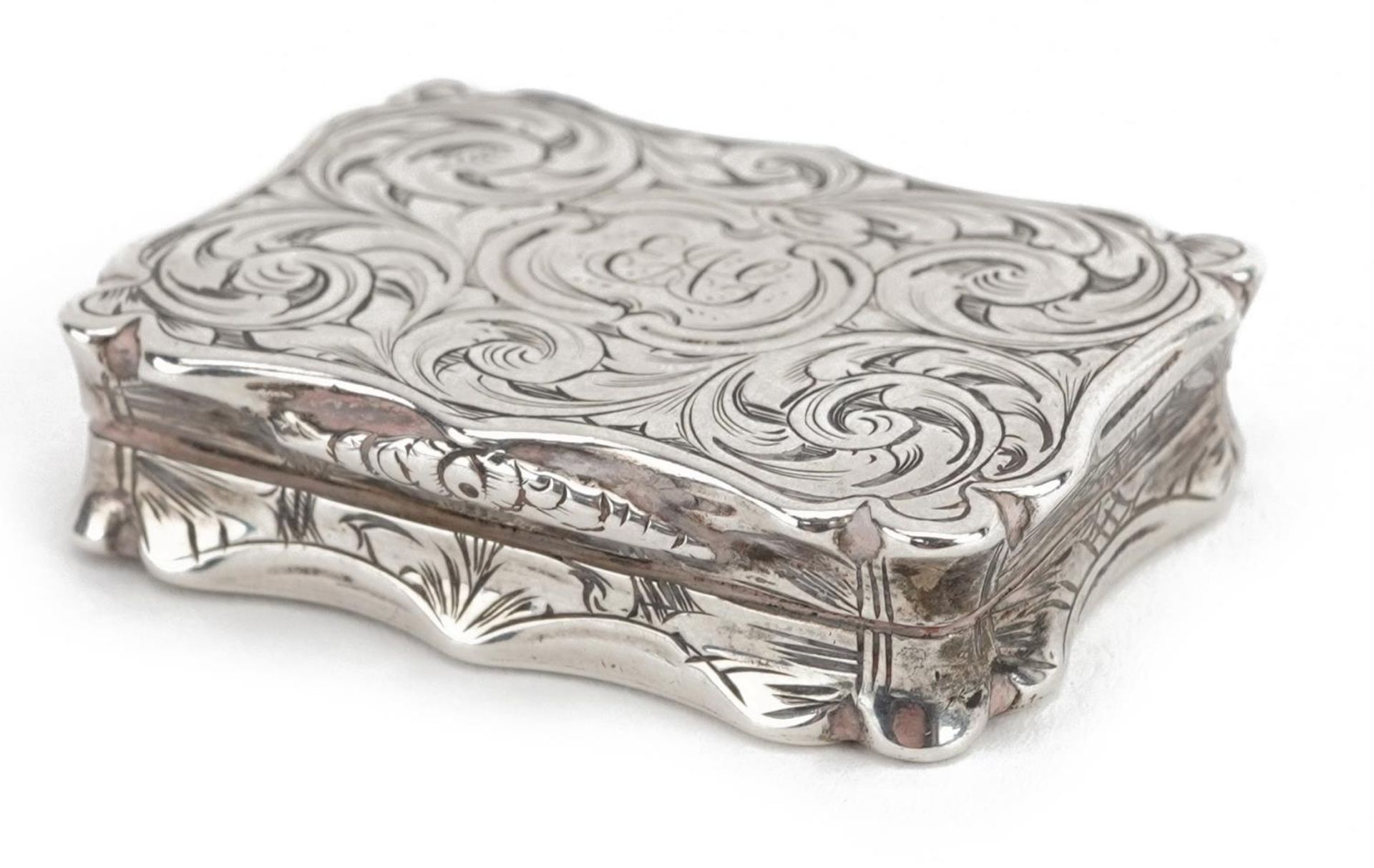 Nathaniel Mills, Victorian silver vinaigrette with gilt interior, Birmingham 1854, 3.7cm wide, 20.2g