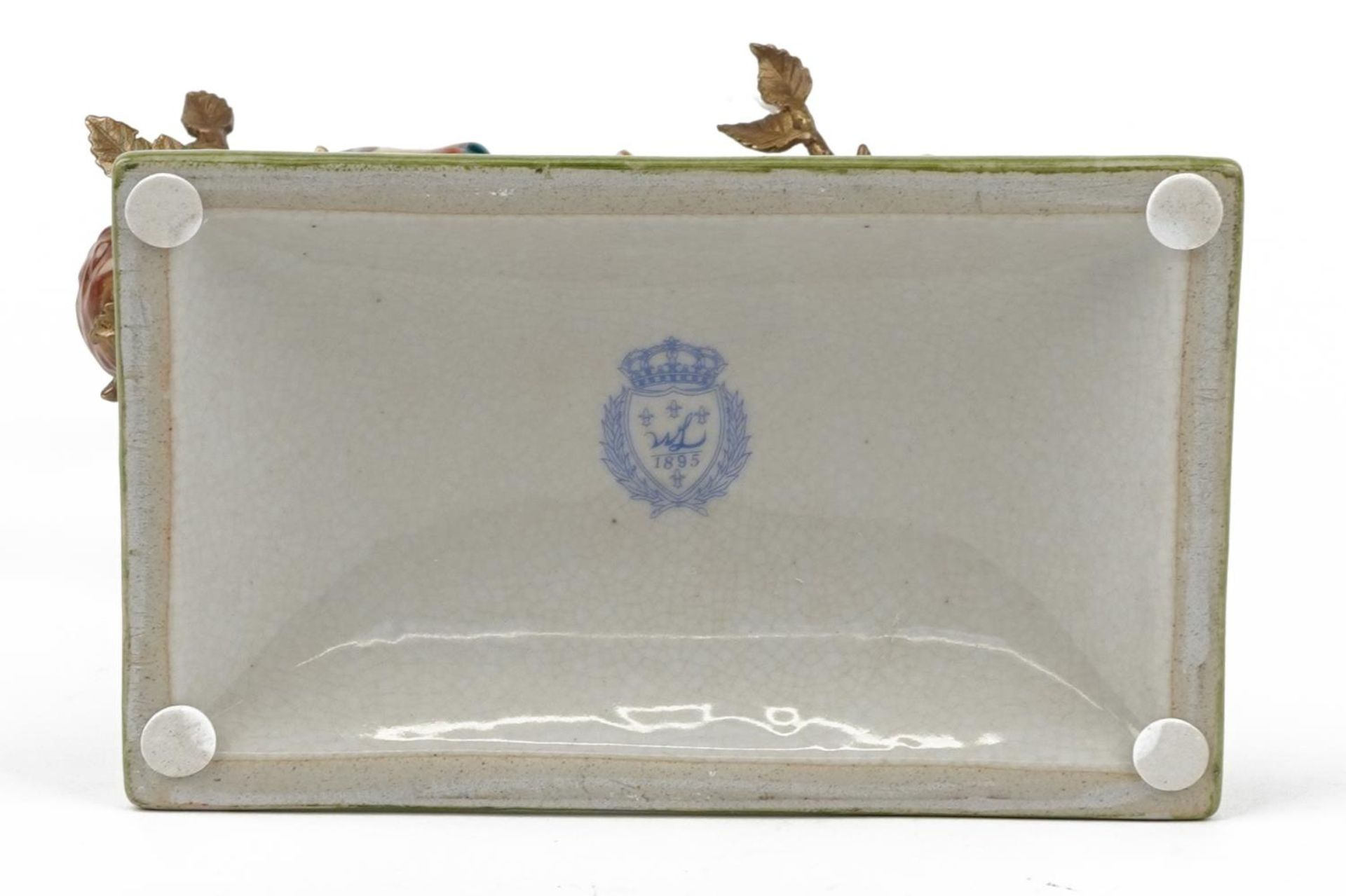 Antique style porcelain and bronze centrepiece in the form of two birds on branches with bird's - Image 3 of 4