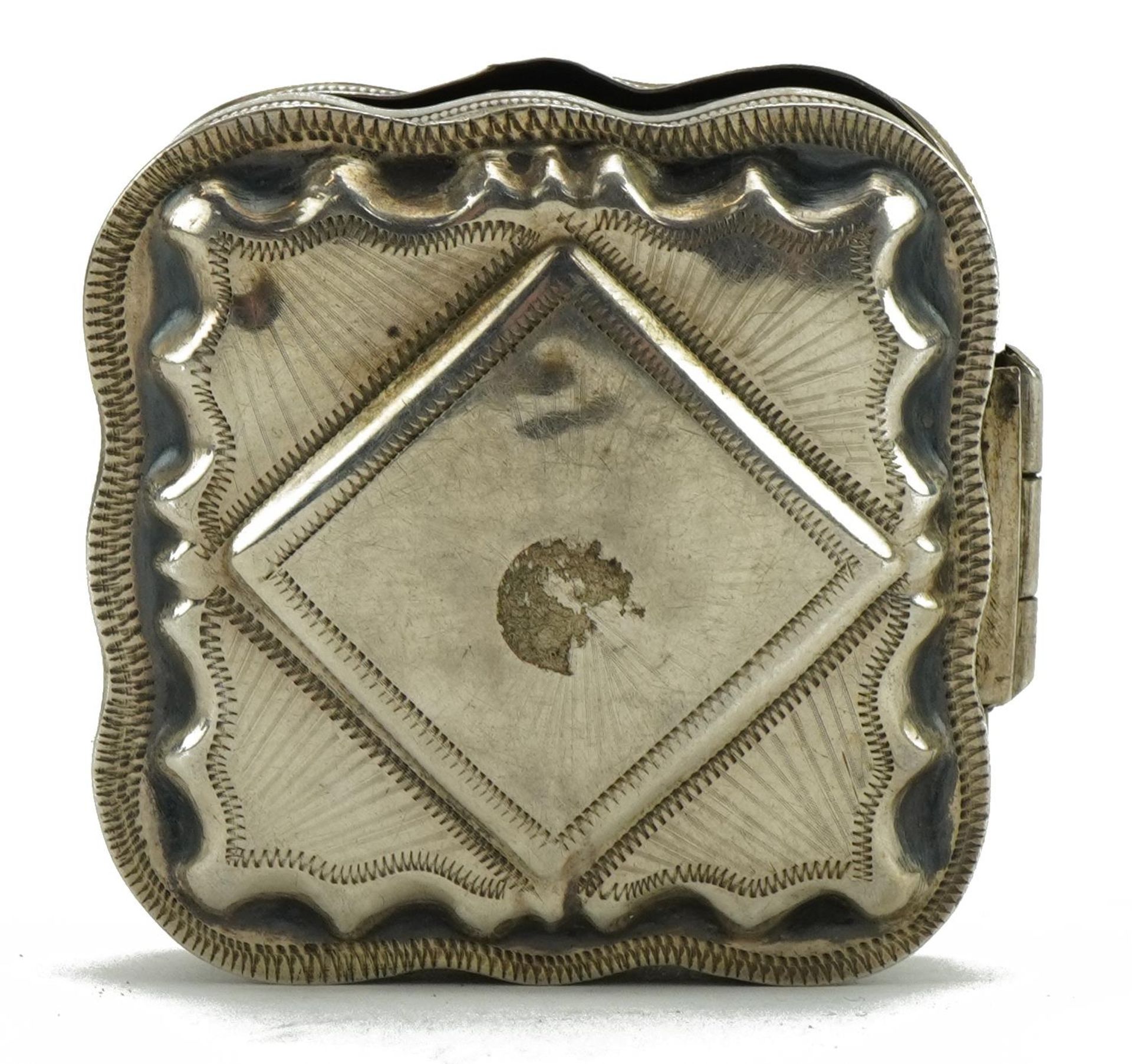 Dutch silver snuff box, the hinged lid with engraved decoration, 5cm wide, 27.3g : For further - Image 3 of 5