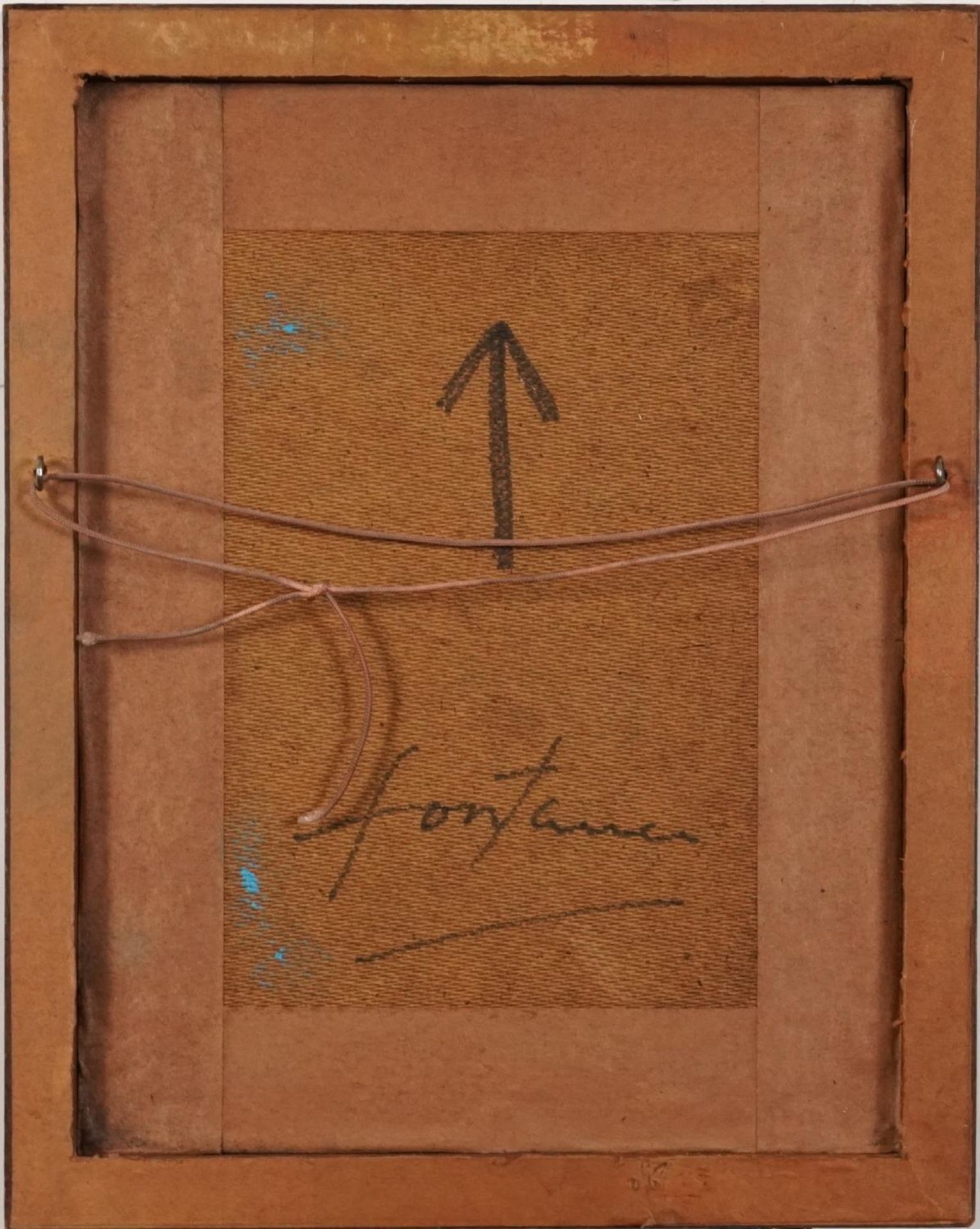 Manner of Lucio Fontana - Abstract composition, acrylic and stones on board, inscribed verso, - Image 4 of 5