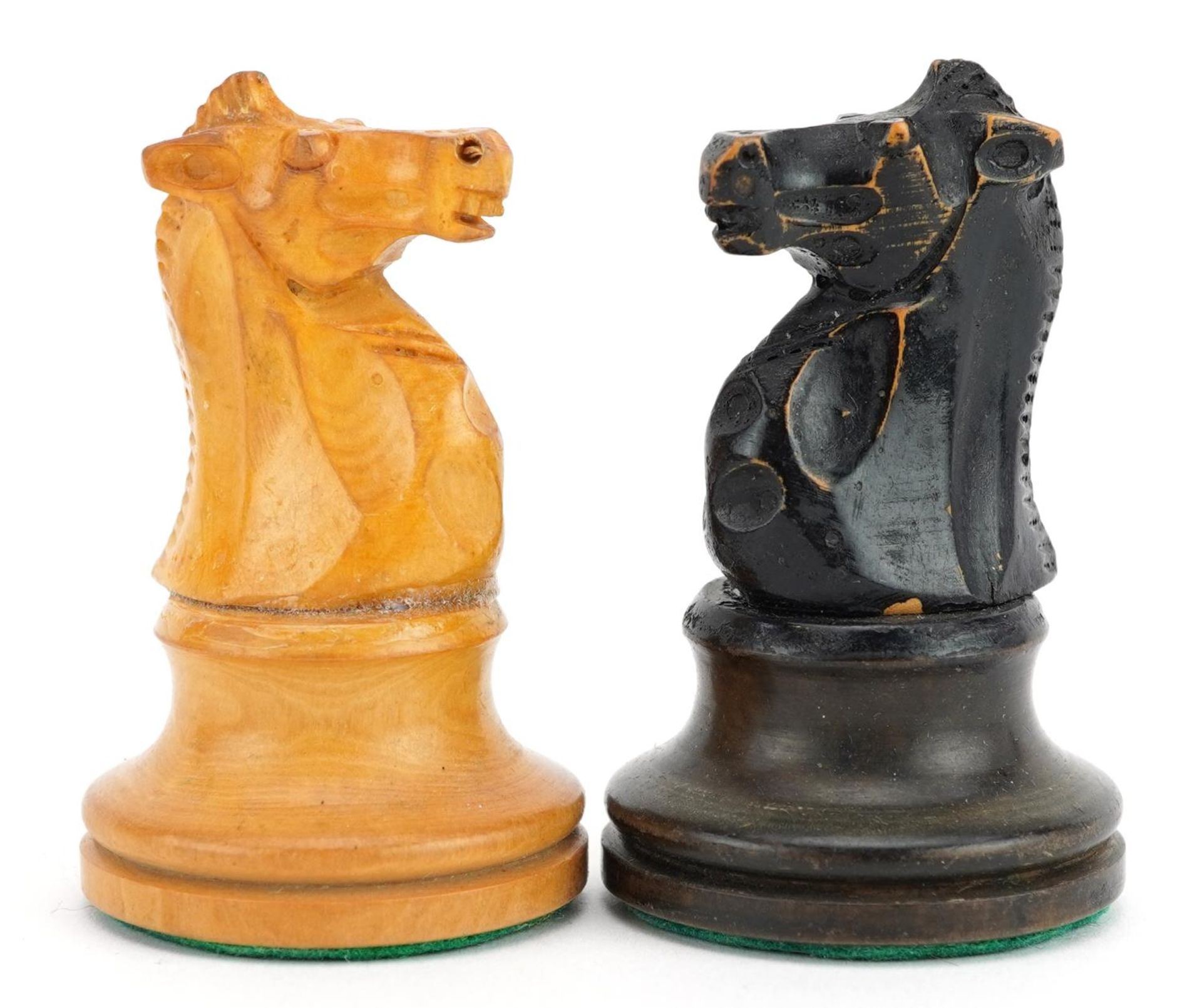 Manner of Jaques, boxwood and ebony Staunton pattern weighted chess set, the largest pieces each 9. - Image 4 of 6