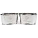 Pair of Champagne ice buckets with Lily Bollinger and Napoleon Bonaparte mottoes, each 18cm H x 34cm