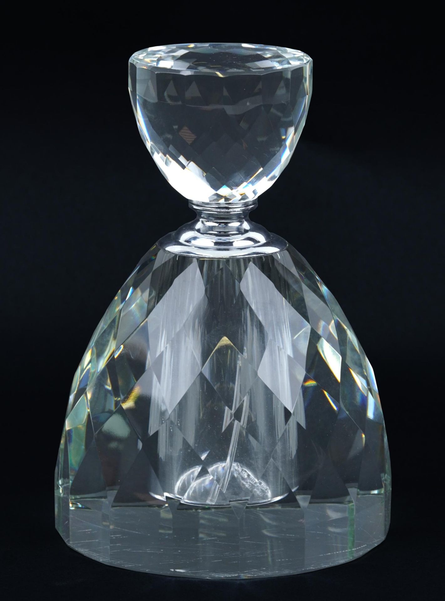 Large Art Deco style cut glass scent bottle, 21cm high : For further information on this lot