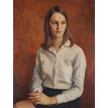 Michael Gilbery 1969 - Portrait of a seated female, Royal Society of Portrait Painters inscribed