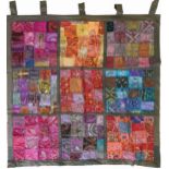 Indian wall hanging textile with sequins embroidered with flowers, 127cm x 130cm : For further