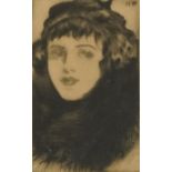 Harold Williamson 1924 - Girl's head, pencil signed print in colour, inscribed verso Permanent