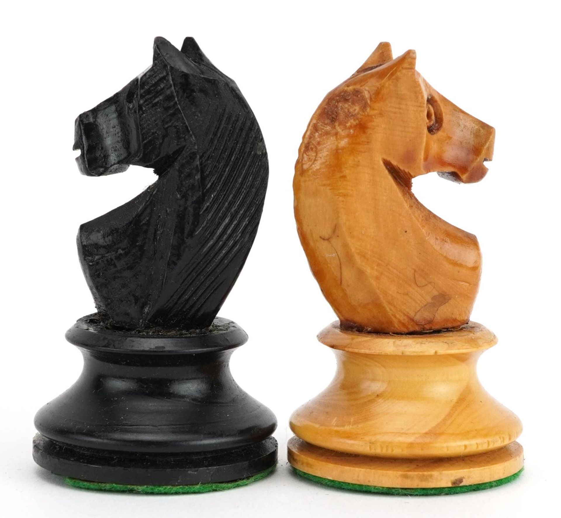 Manner of Jaques, boxwood and ebony Staunton pattern weighted chess set, the largest pieces each 8. - Image 5 of 6