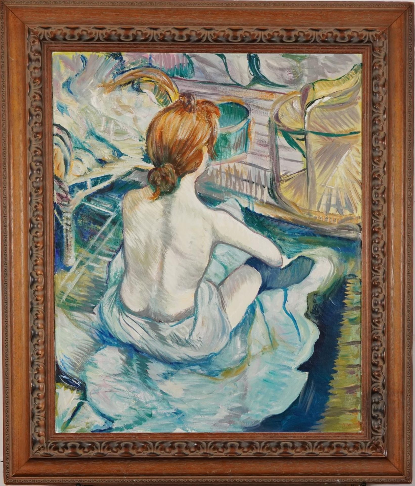 Clive Fredriksson - After Henri de Toulouse Lautrec - Seated female in an interior, oil on canvas, - Image 2 of 4