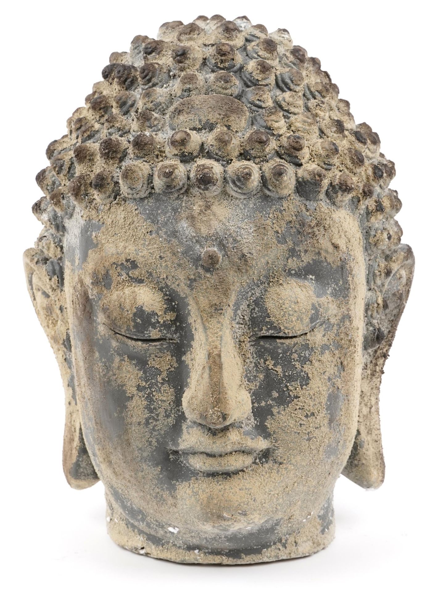 Large Tibetan stone style Buddha's head, 43cm high : For further information on this lot please