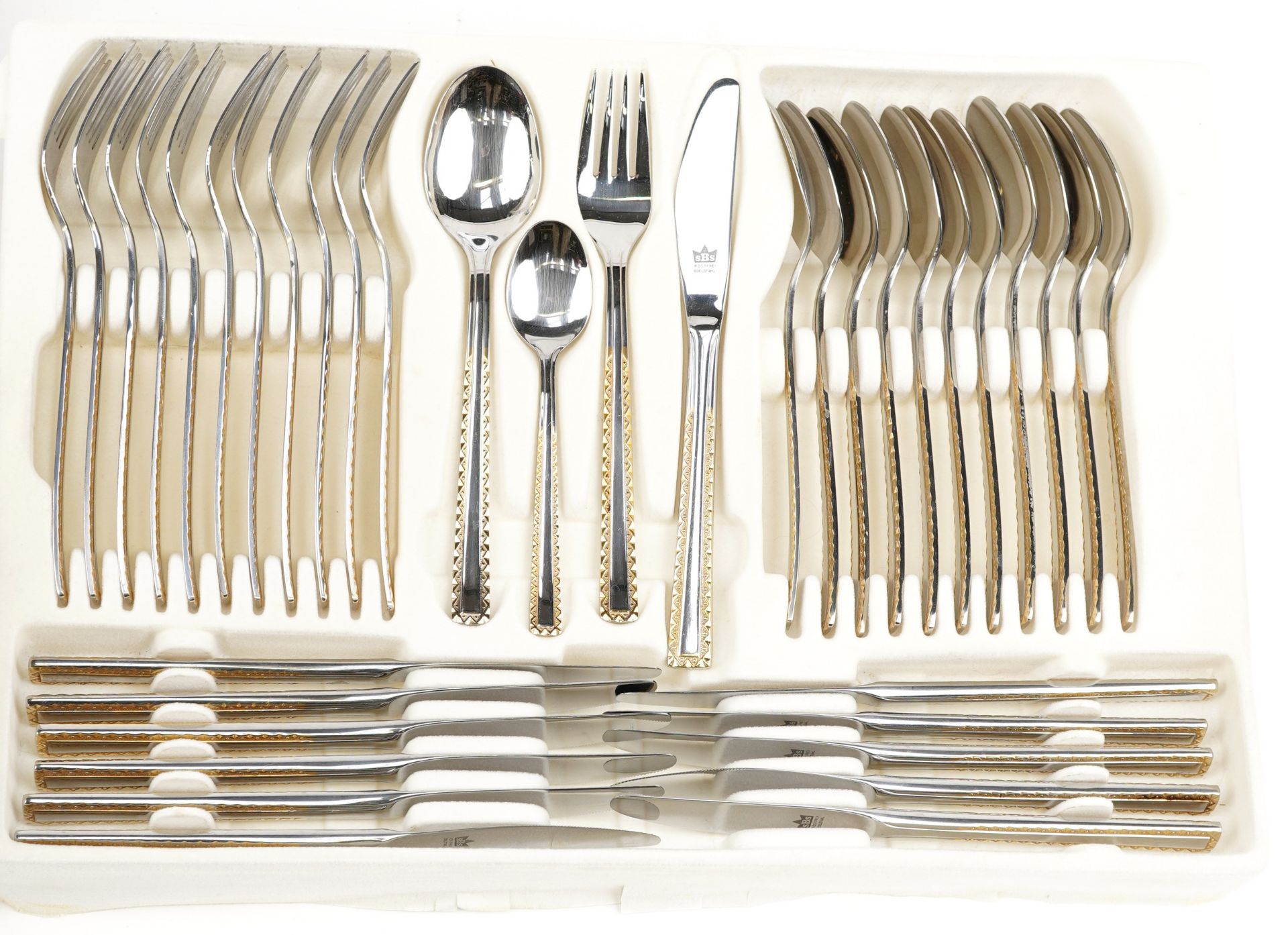 Bestecke Solingen canteen of gold plated chrome nickel steel cutlery, 44cm wide : For further - Image 3 of 7