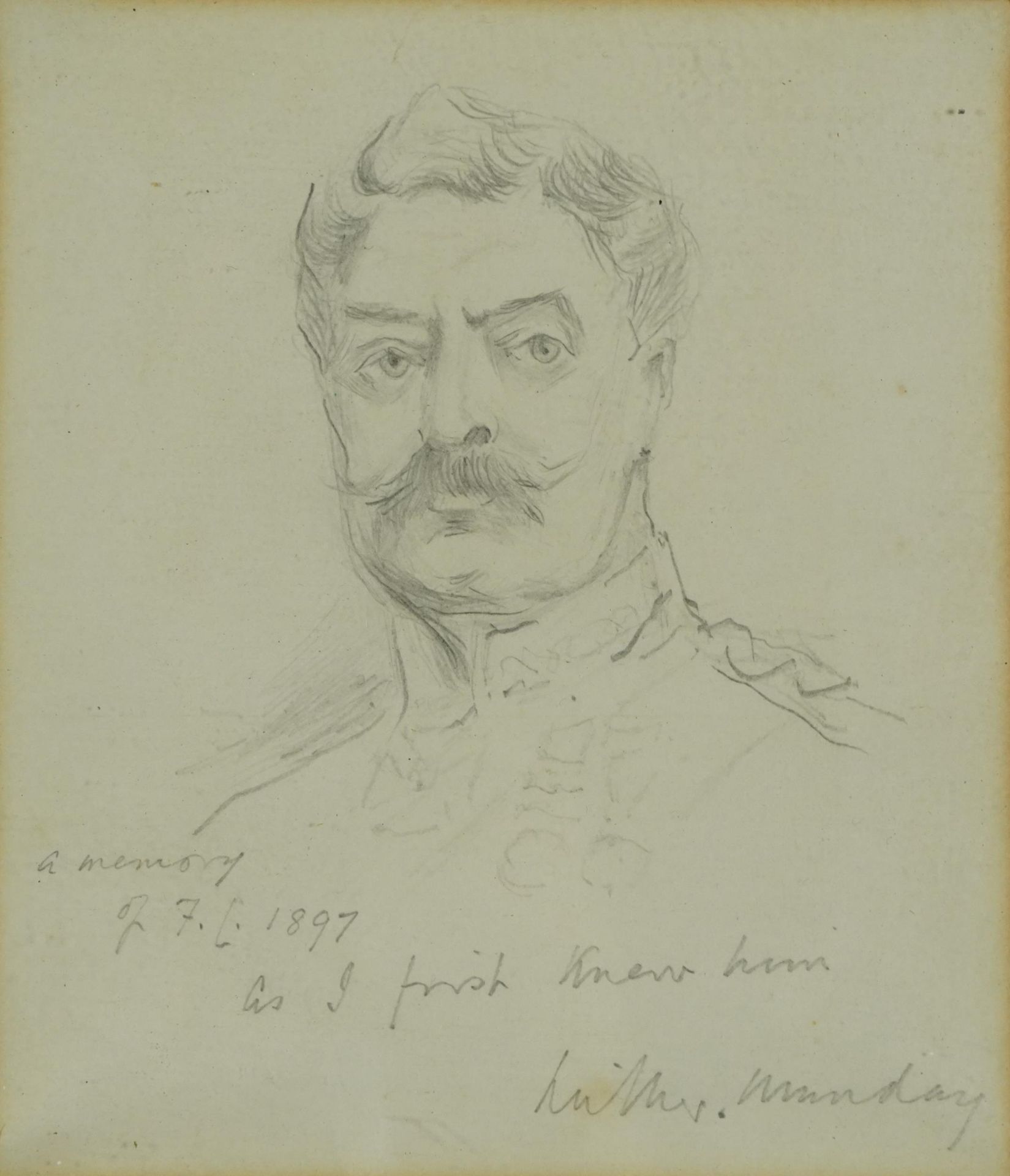 Head and shoulders portrait of a military gentleman, indistinctly inscribed and signed, possibly A