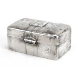 Grey & Co, George V rectangular silver box with hinged lid, Chester 1910, 4.5cm H x 9.5cm W x 5.