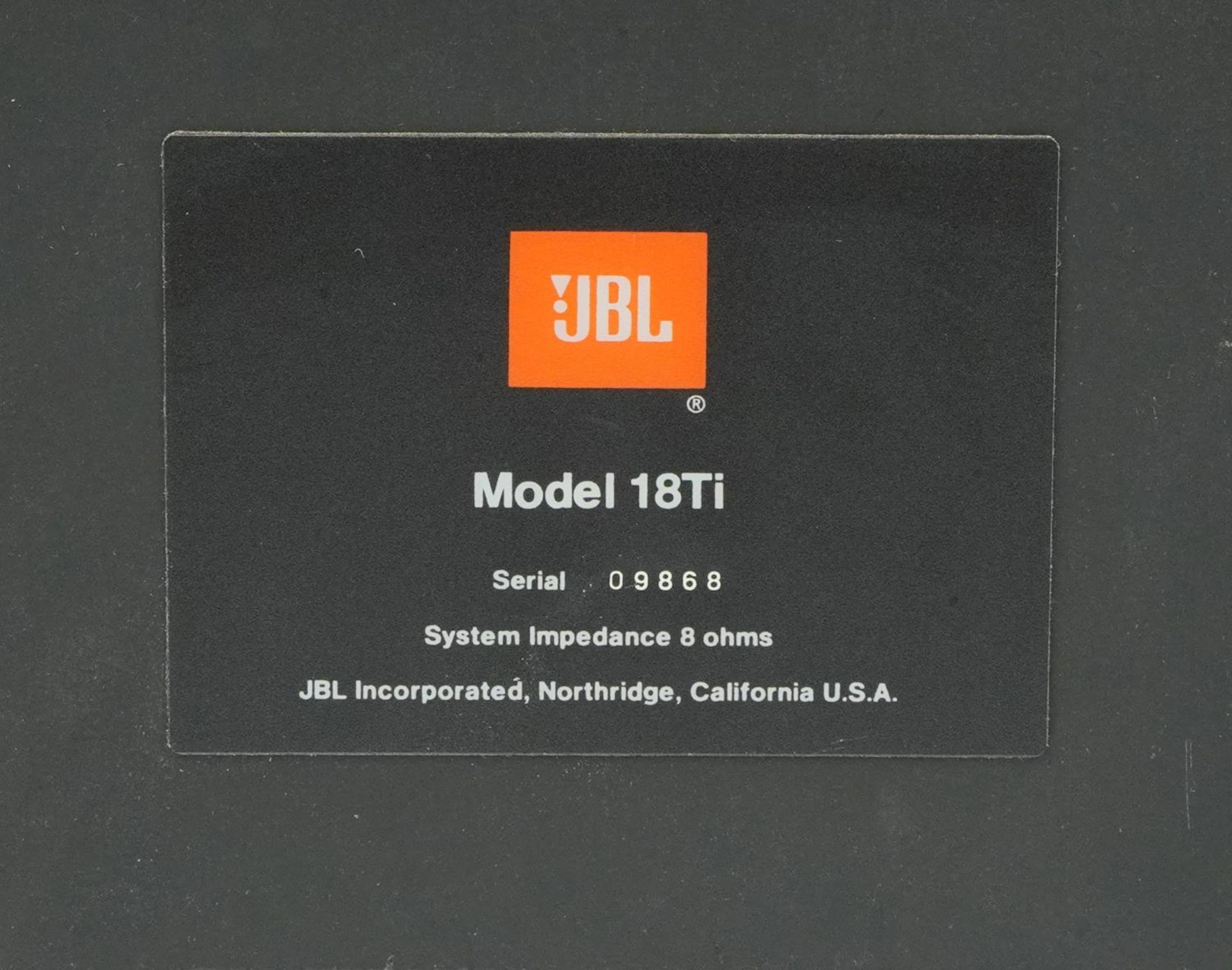 Pair of JBL18Ti shelf speakers, 39.5cm high : For further information on this lot please contact the - Image 4 of 4