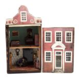 Pine doll's house diorama in the form of a Georgian house, 13cm high : For further information on