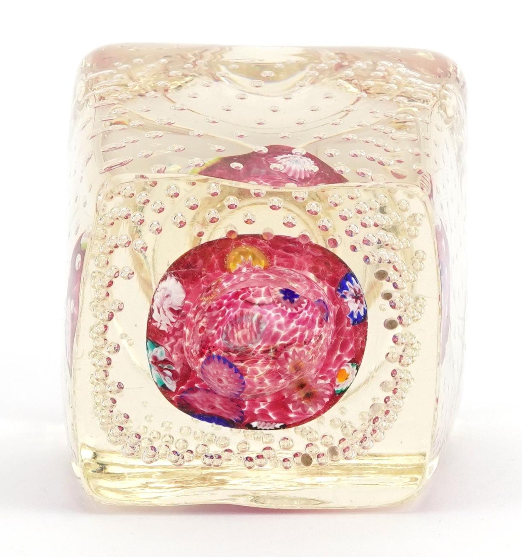 Millefiori glass paperweight with controlled bubbles, 11cm high : For further information on this - Image 3 of 3