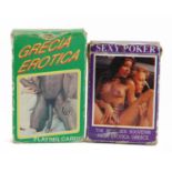 Two packs of vintage erotica playing cards comprising Sexy Poker and Grecia Erotica : For further