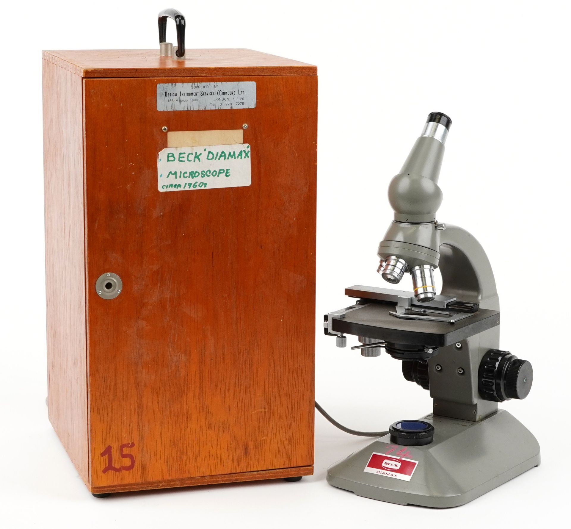 Beck Diamax, vintage microscope with fitted case : For further information on this lot please