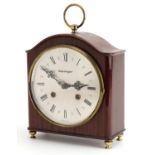 Kieninger, German mahogany mantle clock with silvered dial having Roman numerals, 20.5cm high :