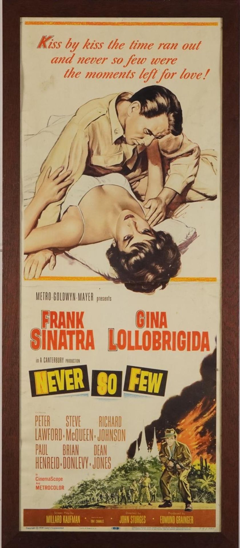 Frank Sinatra and Gina Lollobrigida Never So Few film poster, copyright 1959 Loews Incorporated, - Image 2 of 4