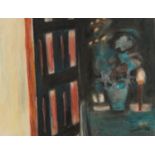 Andrea Smith '98 - Romantic anticipation, oil and pastel, inscribed label verso, mounted, framed and