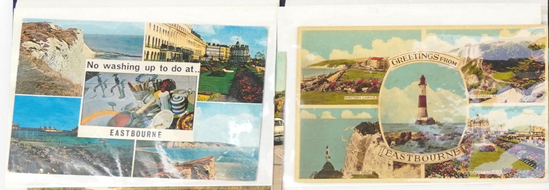 Collection of Eastbourne postcards arranged in two albums including Holywell : For further - Image 9 of 14