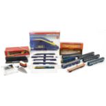 Model railway locomotives, carriages and accessories, some with boxes including Hornby GNER The