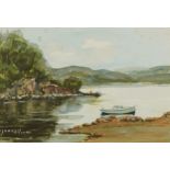 Johnnie Walker - Loch Carron, Scottish watercolour, mounted, framed and glazed, 37cm x 26cm