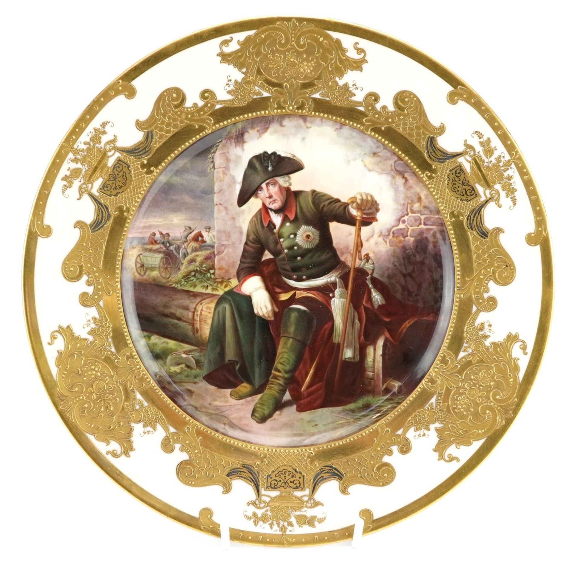 Rosenthal, German porcelain cabinet plate hand painted with a portrait of Frederick II after the