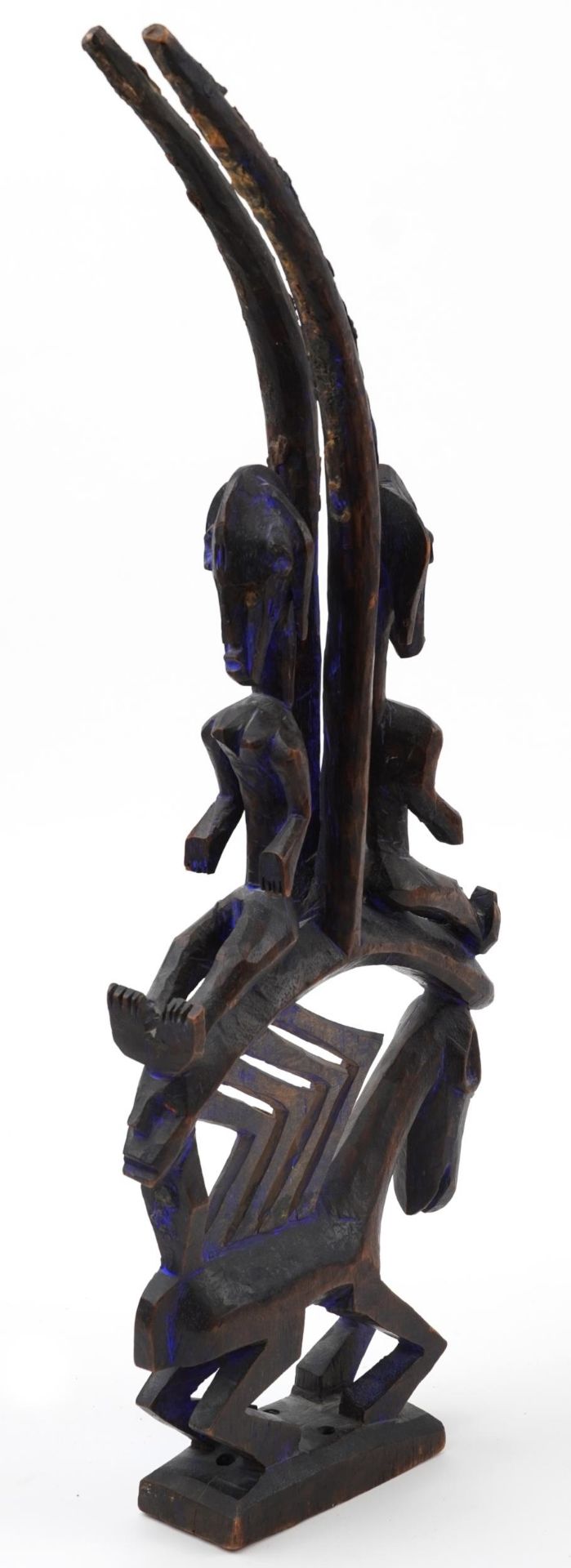 African tribal interest Dogon tribe carving of two figures on an animal back, 65cm high : For - Image 3 of 3