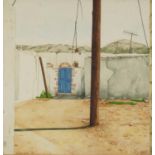 Luciano Florio 1986 - Continental courtyard scene, Italian watercolour, mounted, framed and