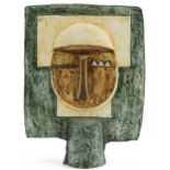 Louise Jinks for Troika, St Ives pottery Aztec face mask, 25.5cm high : For further information on