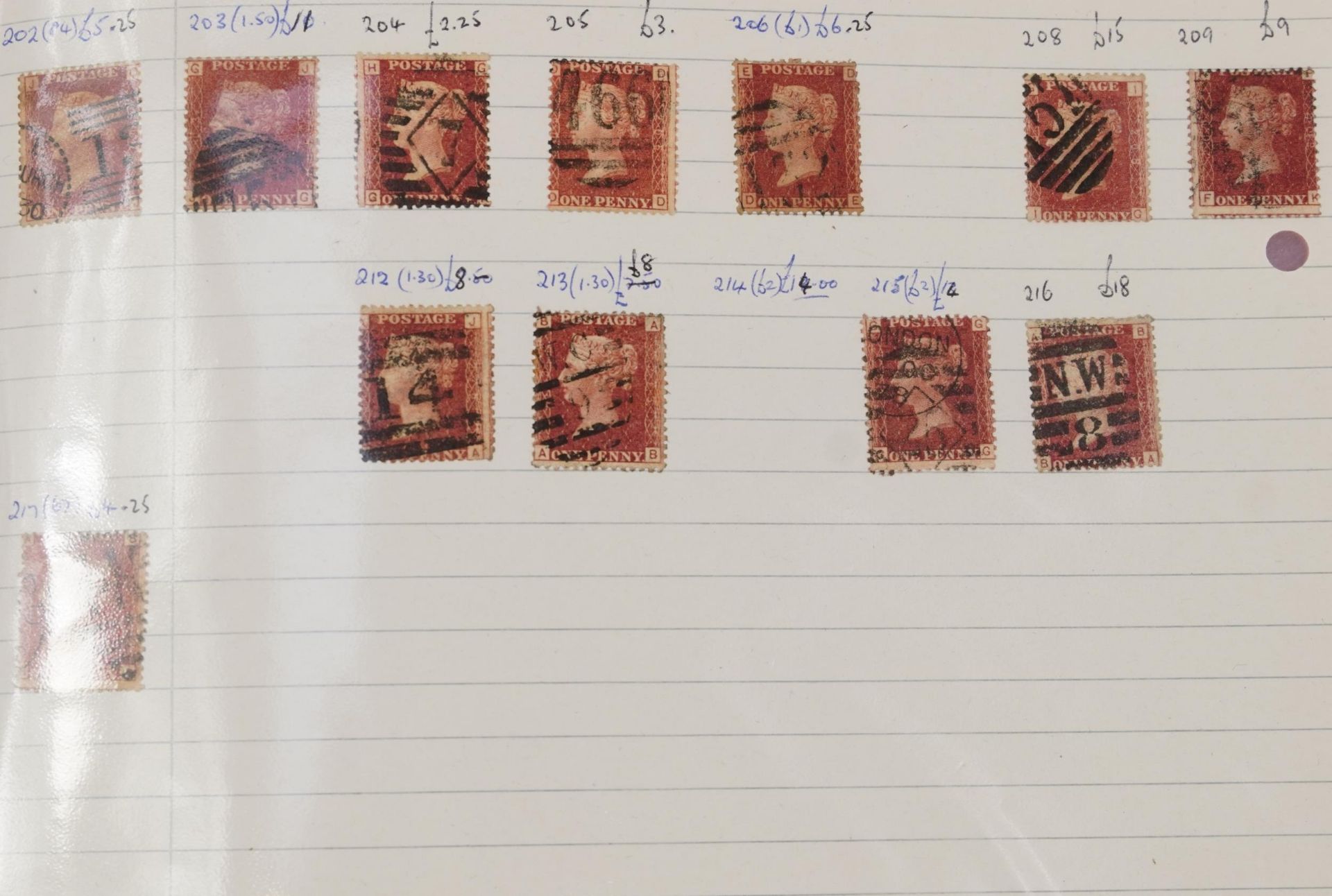 Collection of Victorian Penny Red stamps arranged in a folder : For further information on this - Image 6 of 7