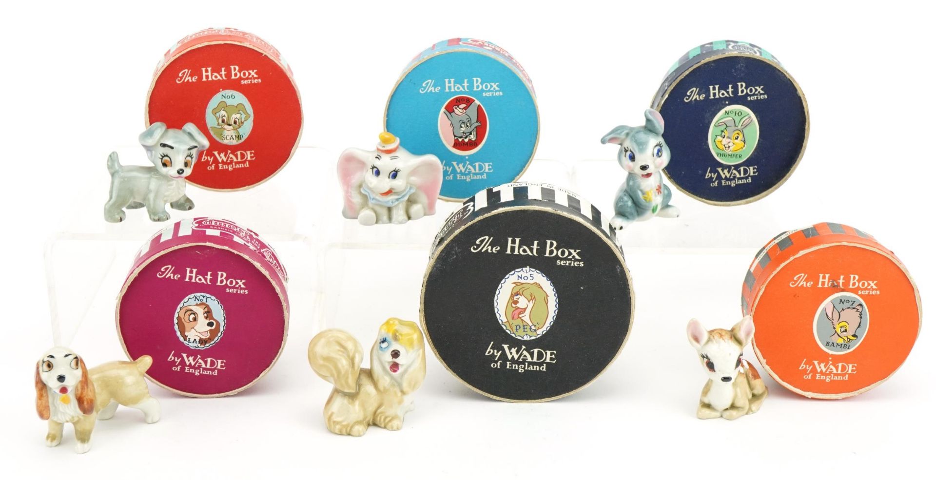 Six Wade Hat Box series Disney animals including Dumbo : For further information on this lot