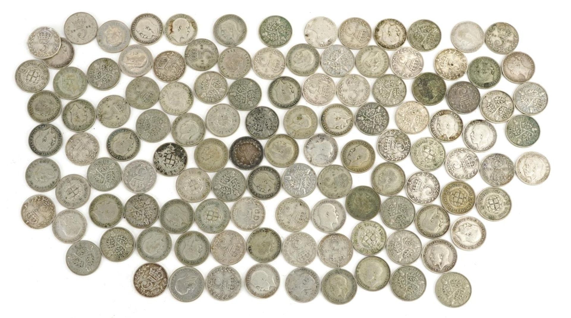 Collection of Victorian and later thrupenny bits, 155g : For further information on this lot