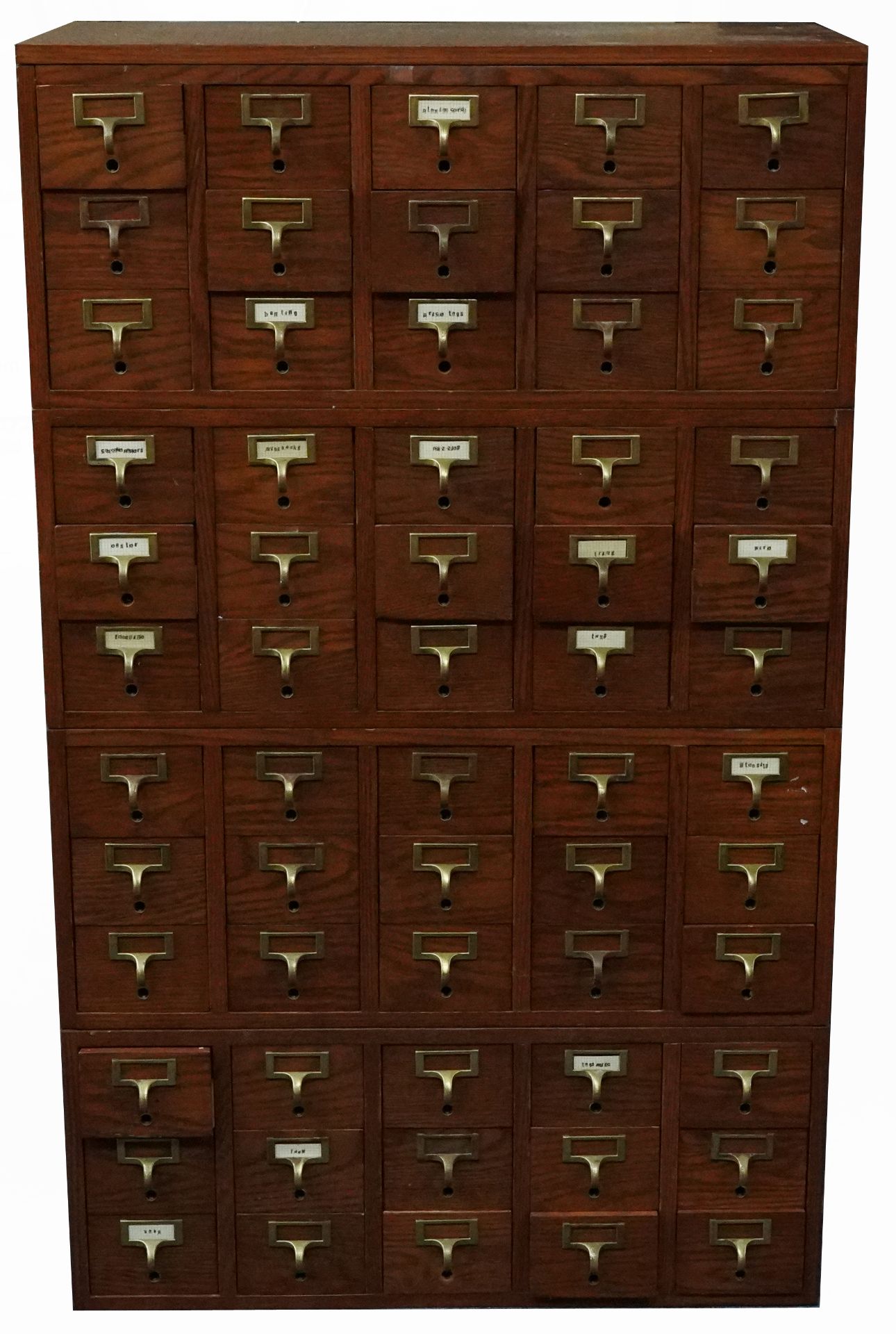 Oak four section haberdashery chest with sixty drawers, 140cm H x 84.5cm W x 44.5cm D