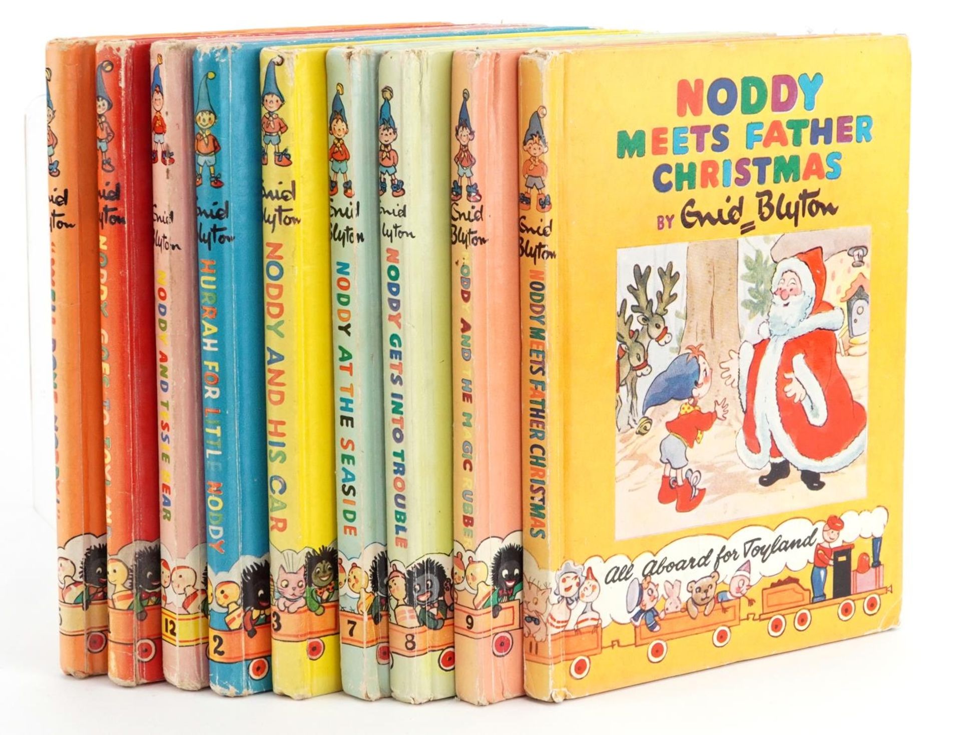 Nine Noddy hardback books by Enid Blyton including Noddy Meets Father Christmas : For further