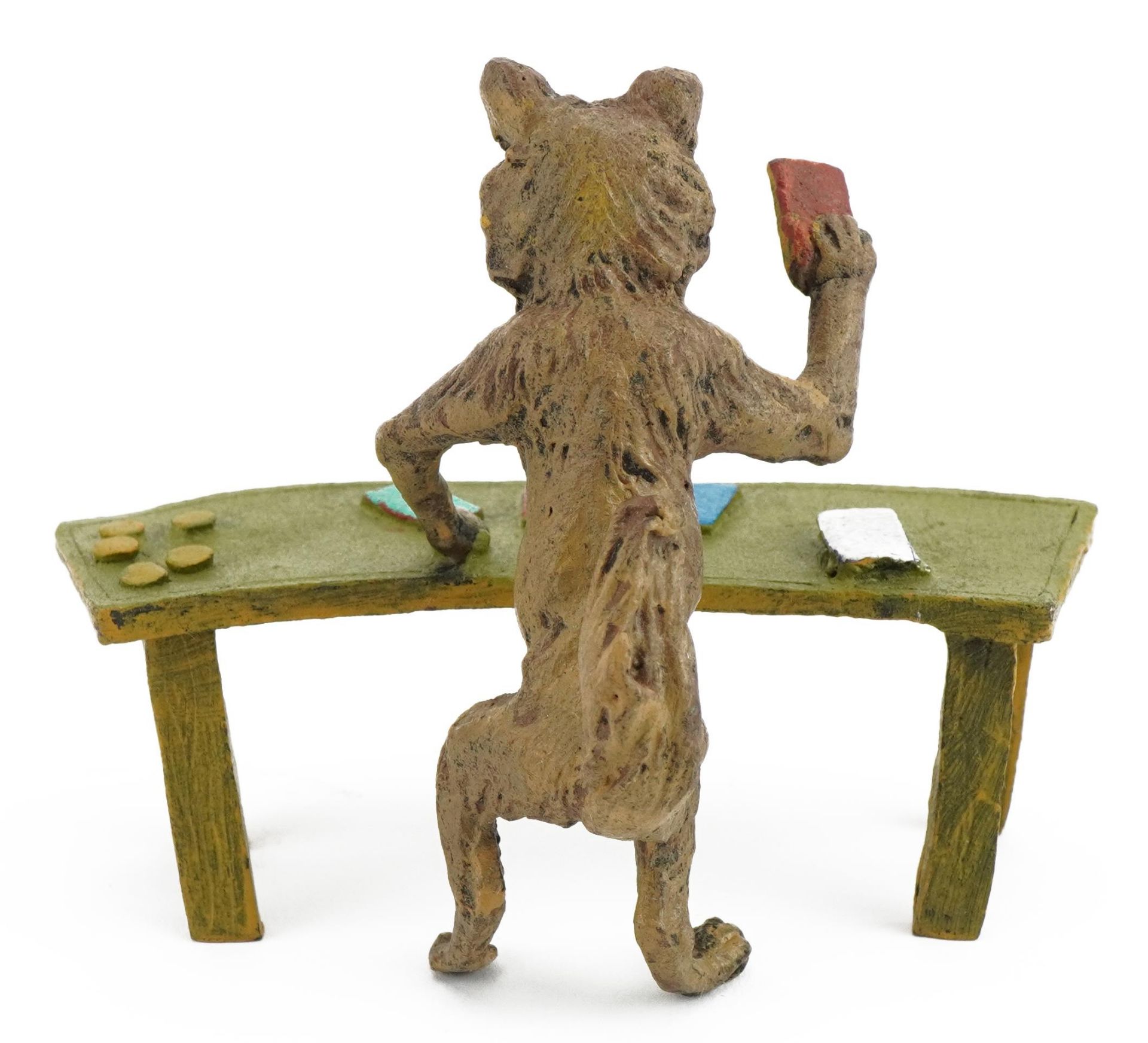 Novelty cold painted bronze fox in the manner of Franz Xaver Bergmann, 10.5cm wide : For further - Image 2 of 3