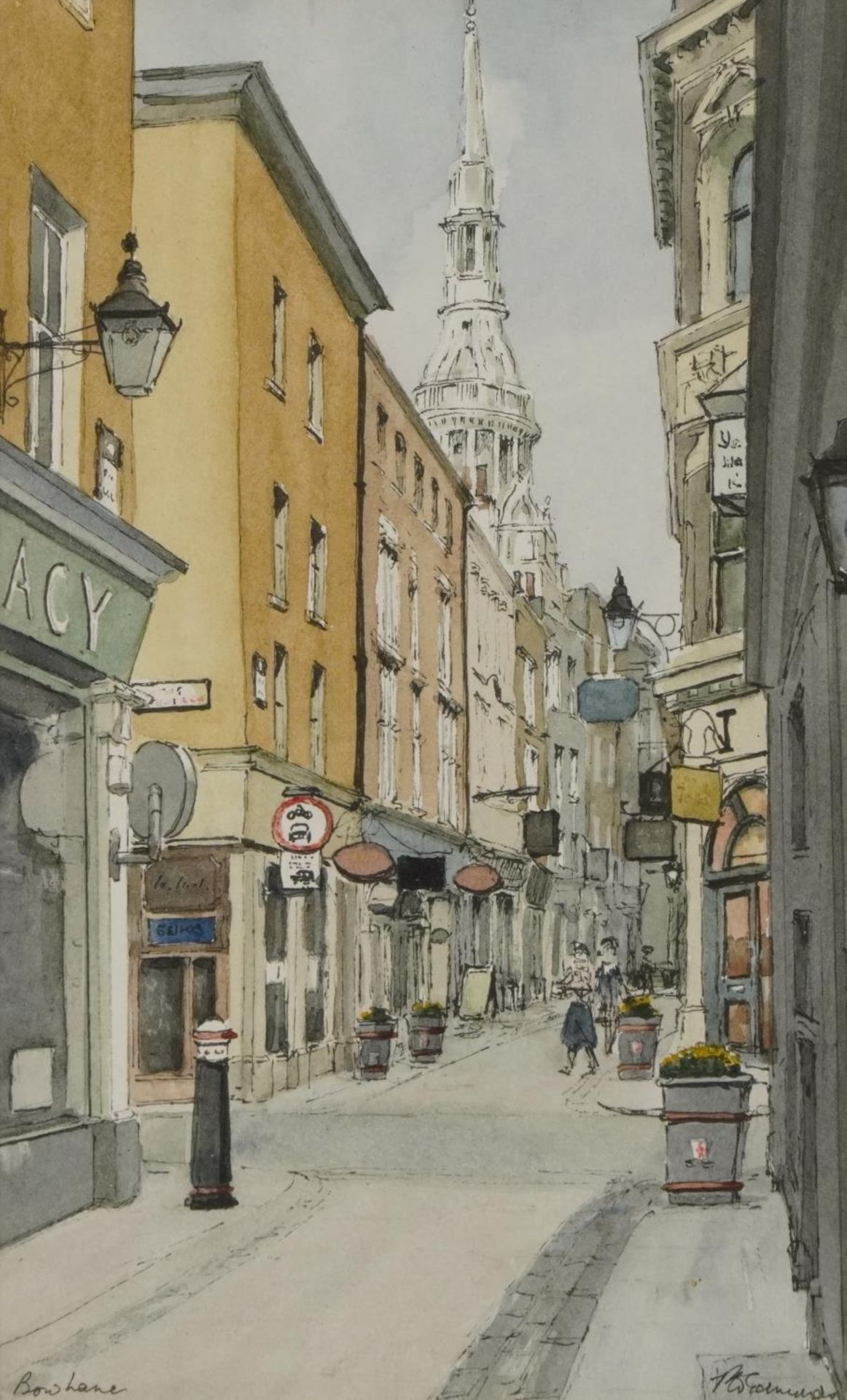 Peter W Edmonds - St Botolph, Bishopsgate and Bow Lane, City, pair of ink and watercolours, each - Image 2 of 13