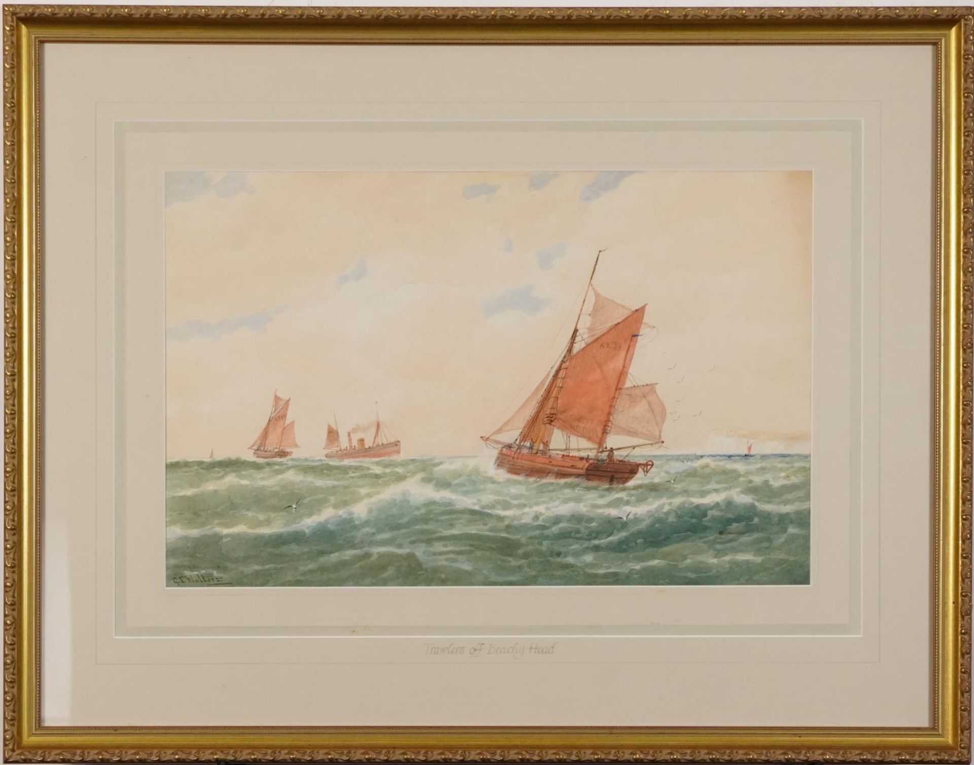 George Stanfield Walters - Trawlers off Beachy Head, late 19th/early 20th century watercolour, - Image 2 of 5