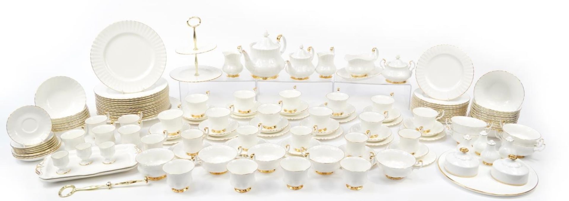 Large collection of Royal Albert Val D'Or dinner and teaware including teapot, dinner plates,