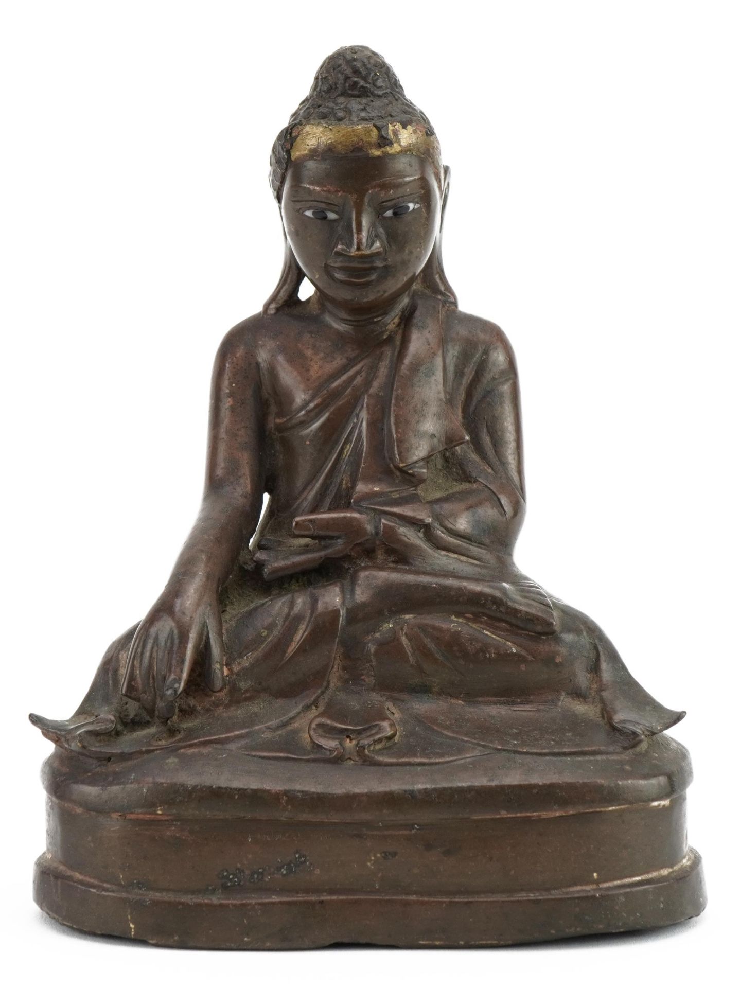 Chino Tibetan patinated bronze figure of Buddha, 16cm high : For further information on this lot