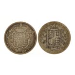 Two silver half crowns comprising George IV 1820 and Victoria Young Head 1878 : For further