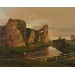 Fritz Von Kamptz 1913- Pevensey Castle, Sussex, early 20th century German oil on board, details