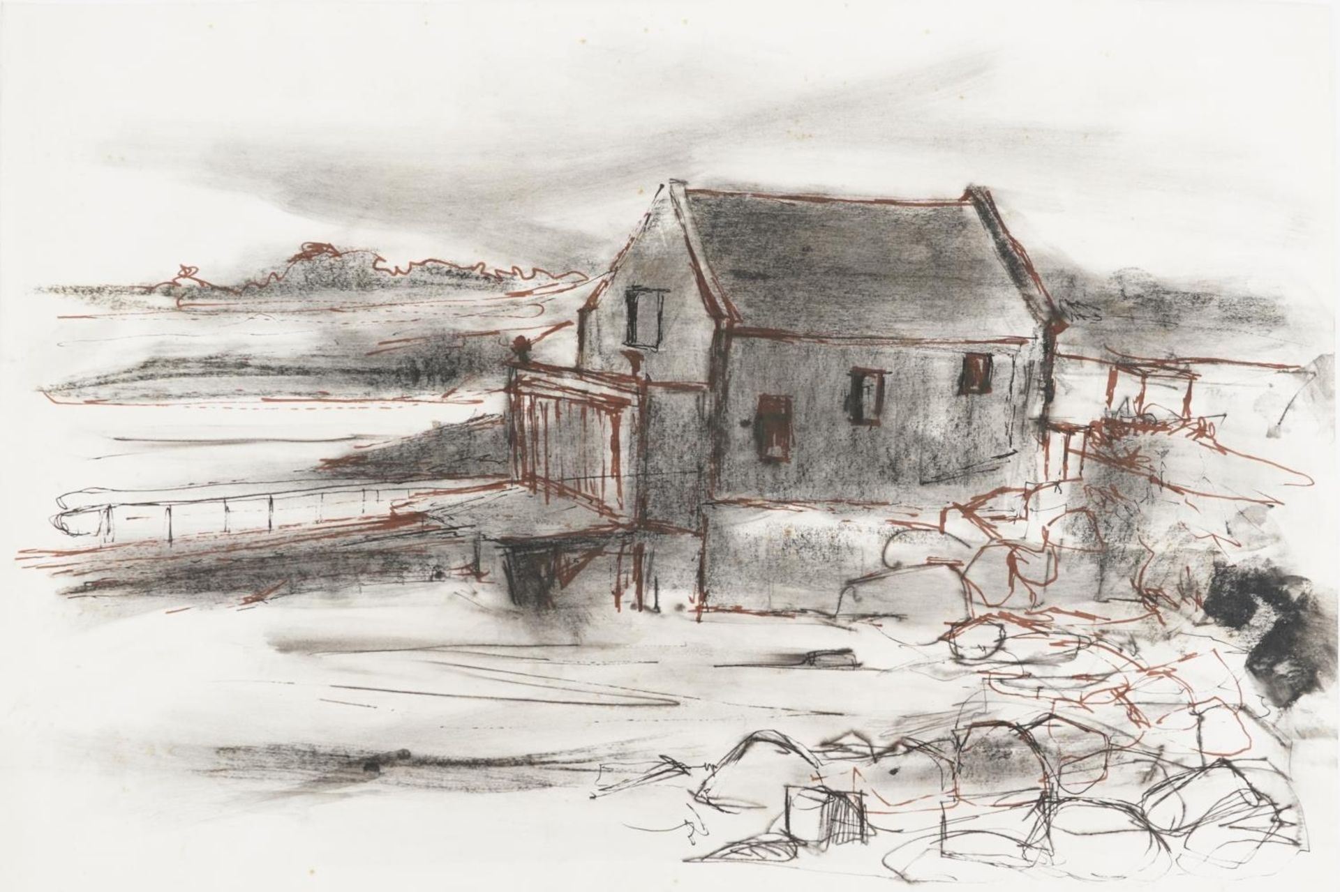 Karel Lek - Landscapes with cottages, three Welsh school watercolours, unframed, the largest each - Image 5 of 9