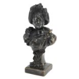 European patinated bronze bust of a young female, 22.5cm high : For further information on this