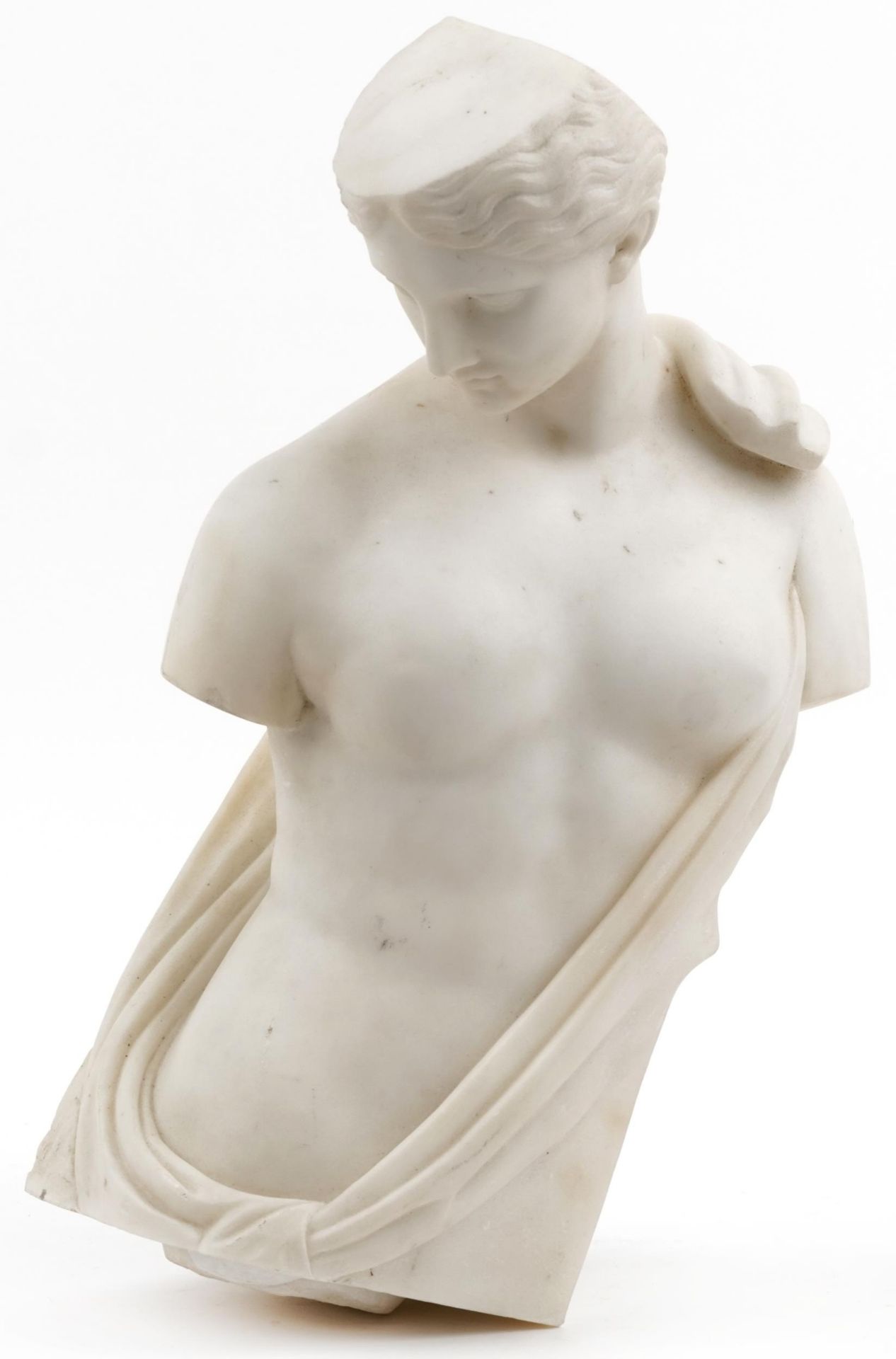 Large classical white marble carving of the Psyche of Capua, 44cm high : For further information