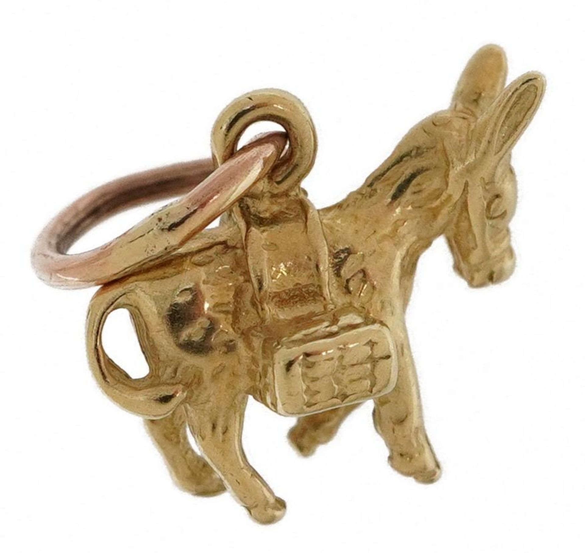 9ct gold donkey charm, 1.0cm high, 1.3g : For further information on this lot please contact the - Image 2 of 3