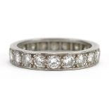 18ct white gold diamond eternity ring, total diamond weight approximately 1.80 carat, size O, 3.7g :