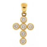 9ct gold clear stone cross pendant, 2.5cm high, 2.0g : For further information on this lot please