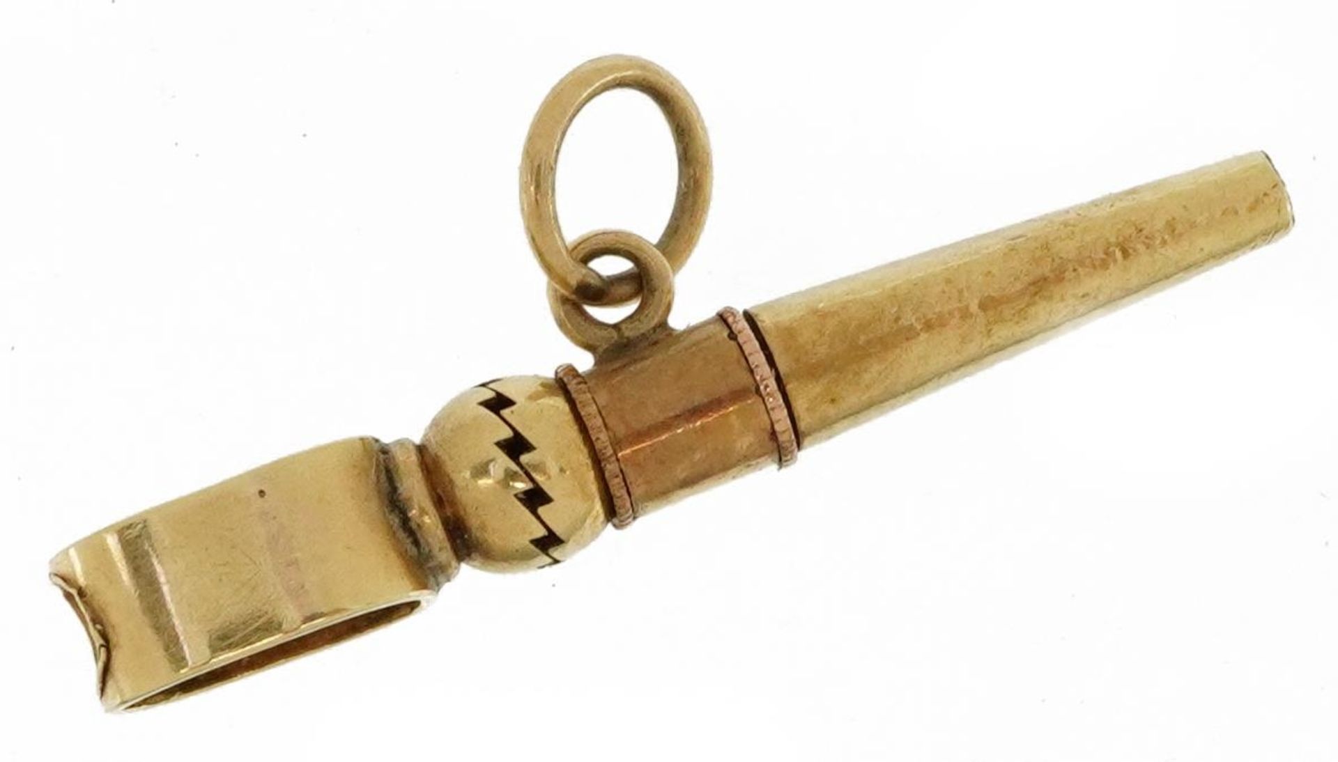 Yellow metal watch key charm, 2.3cm high, 1.0g : For further information on this lot please - Image 2 of 2